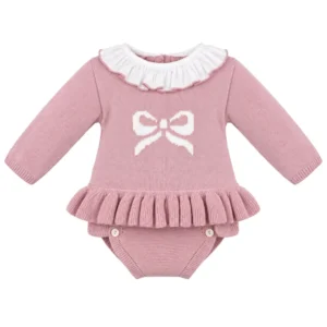 Pex bow pants suit in dusky pink - B1050015
